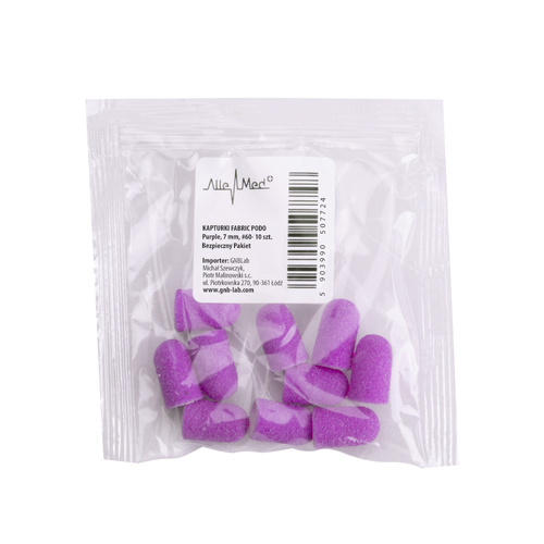 Cappucci per pedicure 7 mm, grana 60, 10 pezzi, Fabric Podo AlleMed, viola