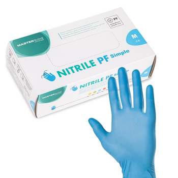 Rękawiczki nitrylowe bezpudrowe Master Glove PF Simple Rozmiar M niebieskie 100 szt