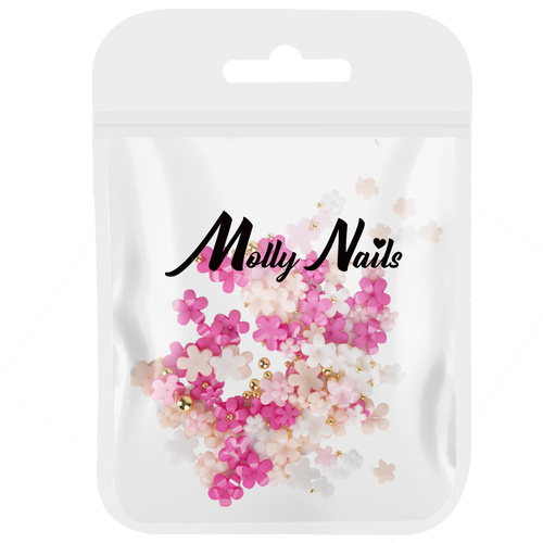 Nageldekorationen: Acrylblumen + Kugeln von Molly Nails, Farbmix, 150 Stück, Nr. 1