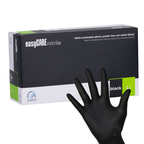 Gants jetables en nitrile à usage diagnostique et de protection Easycare nitrile Black, taille L, noirs, 100 pièces