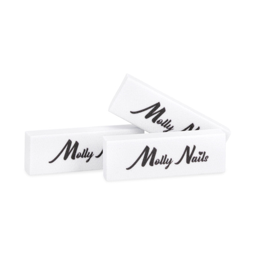 MollyNails Mini Double-Sided Buffer 100/180, White, 15-Pack