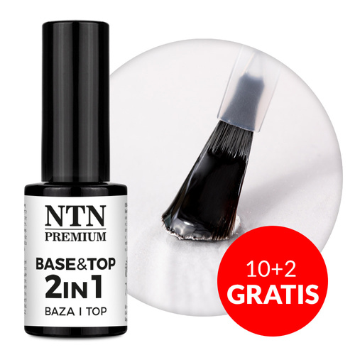 10 + 2 gratis. Base Top 2 en 1 Base&Top; Edición limitada, dura y autonivelante, NTN Premium Clear, 7 g