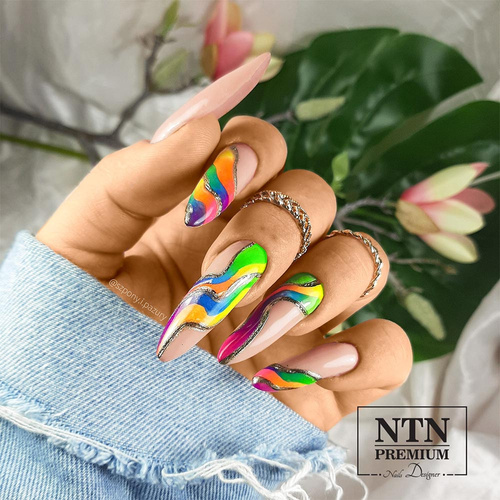Polvo para uñas Smoke Nails con efecto ahumado de Allepaznokcie, color naranja oscuro neón, n.º 06