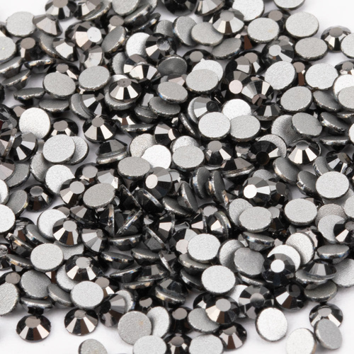 Glas-Strasssteine für Nägel SS10 Jet Hematite ca. 50 Stück