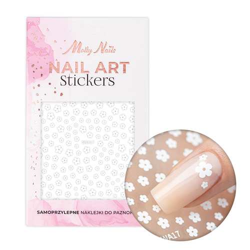 Dünne, selbstklebende Nagelaufkleber mit Blumenmotiv von MollyNails SWA17, weiß