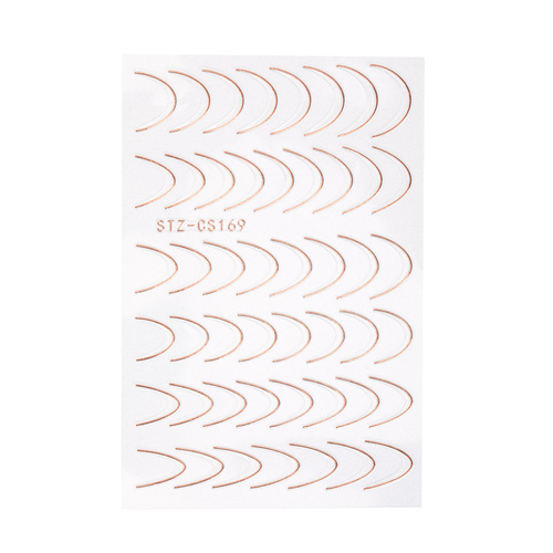 Selbstklebende Nagelsticker / French / Französische Smile-Linie, 48 Stück, Roségold, STZ-CS169