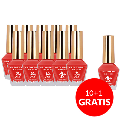 10 + 1 gratuit Vernis pour tampons et stamping Molly Nails PRO Stamping Red n° 11 10 ml
