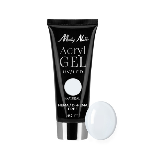 Gel acrílico Polygel para la extensión de uñas AcrylGel Molly Nails sin HEMA/Di-HEMA, Natural, 30 ml