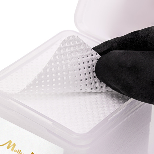 Waciki bezpyłowe perforowane do paznokci Molly Nails białe 5x5 cm 200 szt