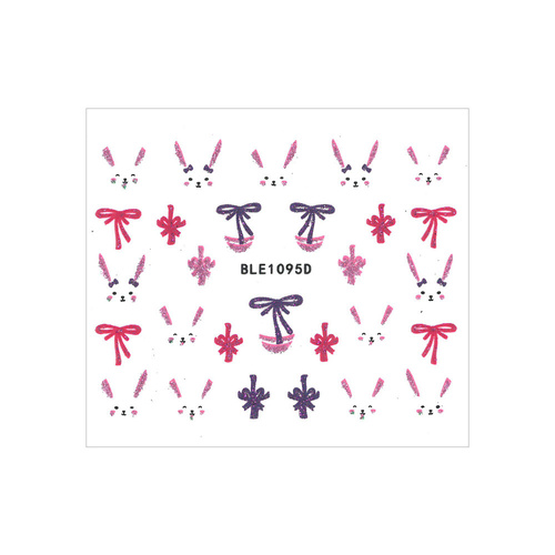 Selbstklebende 3D-Nagelsticker mit Glitzer, Ostern, 1095D, rot