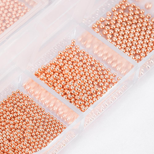 Kasetka z ozdobami bulion Molly Nails różowe złoto rose gold 1000 sztuk