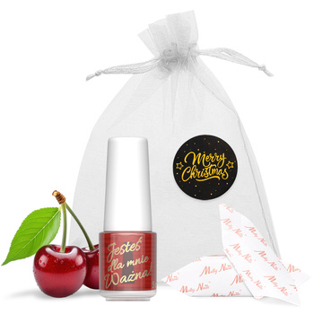 Huile d'olive spéciale pour les cuticules et les ongles, parfumée à la cerise, avec des bonbons au caramel, dans un petit sachet décoratif de 5 ml