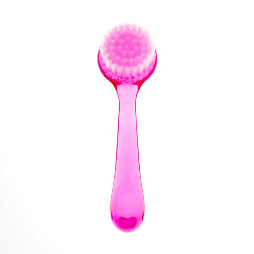 Spazzolina rotonda per manicure e polvere con manico rosa
