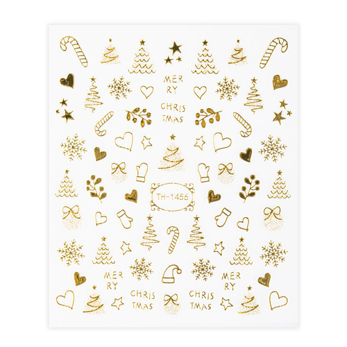 Autocollants pour ongles de Noël dorés Molly Nails TH-1456