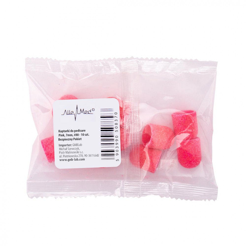 Pedicure-Kappen 7 mm, Körnung 80, 10 Stück, Fabric Podo AlleMed, Rosa/Pink