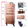 XXXL-Kosmetikkoffer 4-in-1 mit 360-Grad-Drehrollen – Diamond 3D roségold (roségoldene Beschläge)