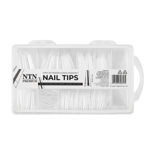 Tipsy do szybkiego przedłużania paznokci Nail Tips NTN Premium ballerina krótka kieszonka 100 szt