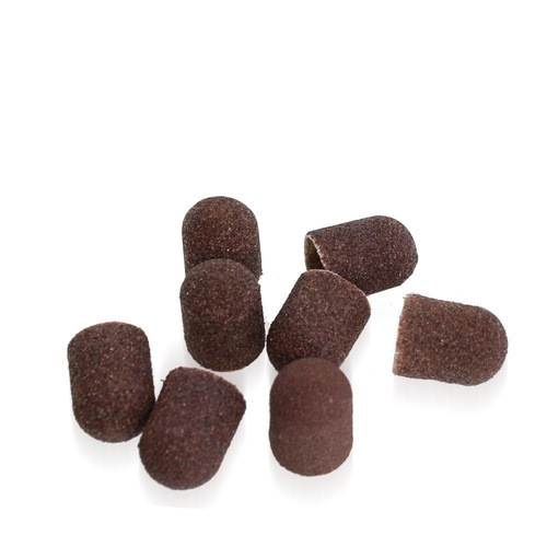 Schleifkappen für die Pediküre mit Baumwollkern, 13 mm, Körnung 150, braun, AlleMed, 100 Stück