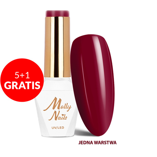 5+1gratis Lakier hybrydowy Molly Nails Glamour Women Red Lips HEMA/Di-HEMA Free 8g Nr 9