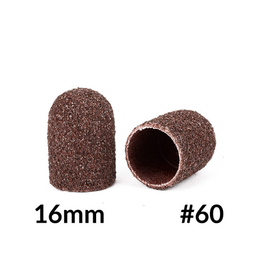 Abrasive caps for pedicure with cotton center, 16 mm, 60 grit, brown, AlleMed, 10 pcs.