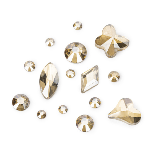 Adornos para uñas Molly Nails: mezcla de strass dorados, 150 unidades