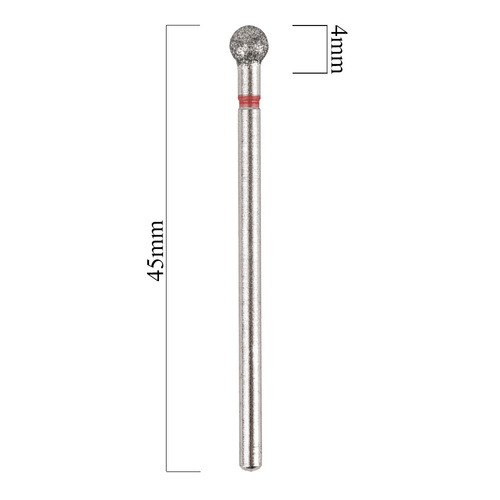 Frez diamentowy kulka 4 mm czerwony delikatny