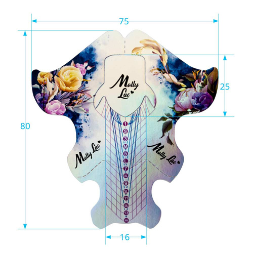 2-in-1 nail form templates for salons and professionals MollyLac Holo Flowers 500 pcs