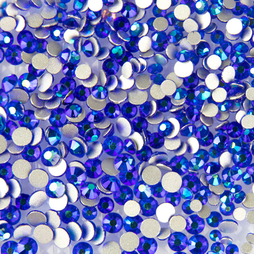 Blue Zircon AB glass nail rhinestones, mixed sizes, approx. 1440 pieces per pack