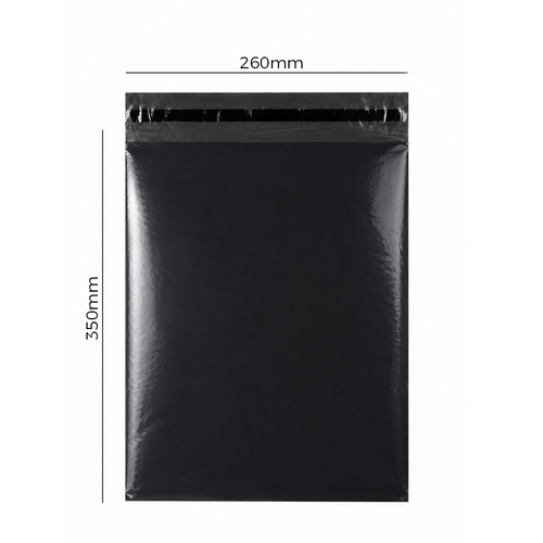 Buste da corriere in plastica 260x350 mm, nere, 50 pezzi