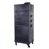 Trousse de maquillage XXXL 4 en 1, valise de maquillage à roulettes pivotantes à 360 degrés, Diamond 3D, noire avec des finitions noires