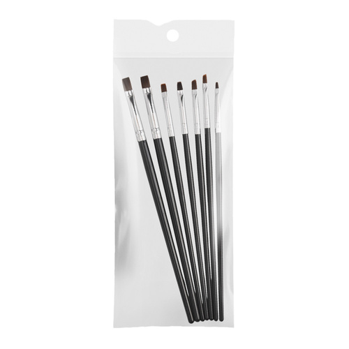 Lot de 7 pinceaux plats noirs pour gel