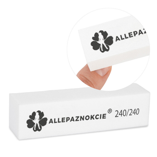 Allepaznokcie 240/240 Premium white polishing block, 1 piece
