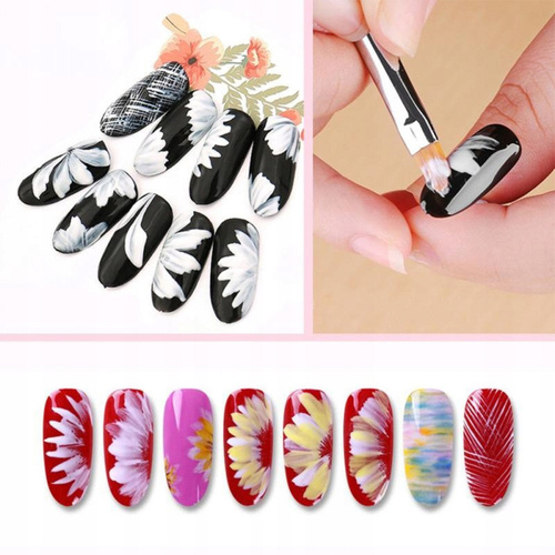 Set de pinceles para ombré y decoraciones con mango arcoíris, 8 unidades