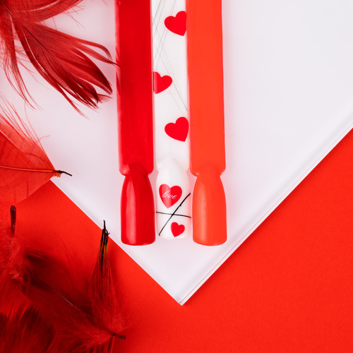 Thin self-adhesive heart-shaped nail stickers Z-D4214 red