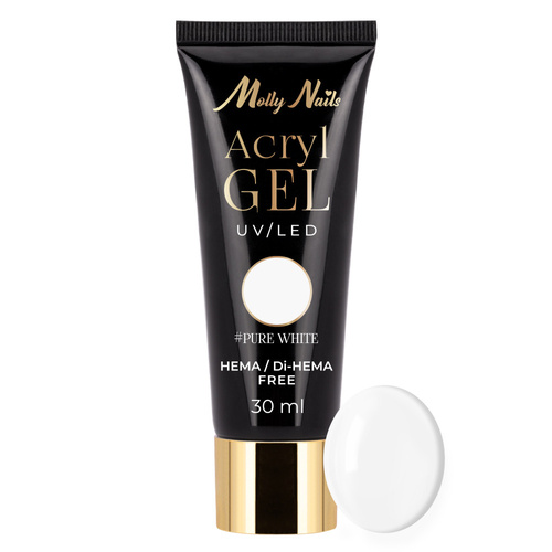Polygel Acrylgel zum Aufbauen für Nagelverlängerungen AcrylGel Molly Nails HEMA/Di-HEMA-frei Pure White 30 ml