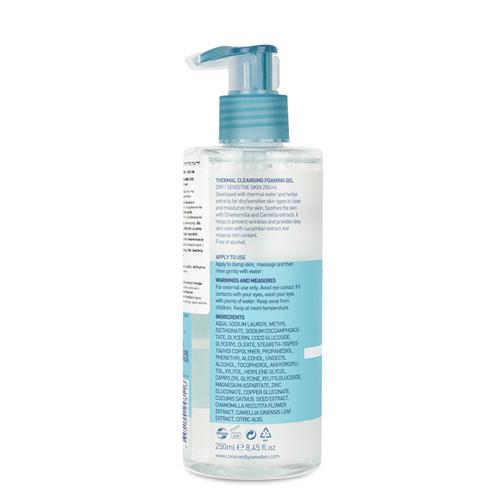 Gel nettoyant thermal pour peaux sèches et sensibles Celenes by Sweden 250 ml