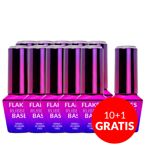 10 + 1 gratis Milchfarbene Kautschukbasis „Flakes Rubber Base Milk&amp;Purple“ von MollyLac, HEMA-frei, 10 g