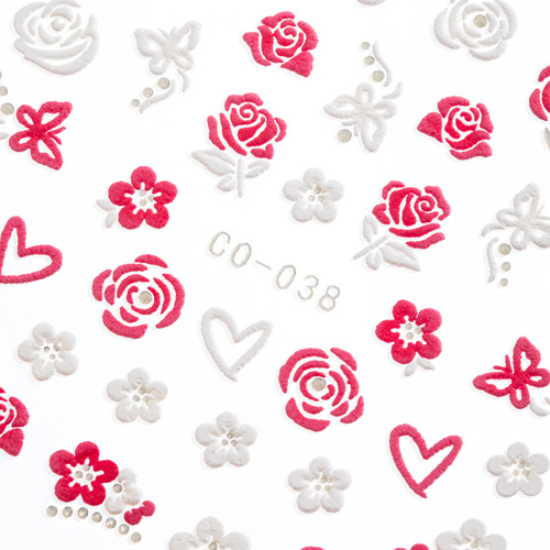 3D self-adhesive nail stickers with Valentine's Day flowers CO-038