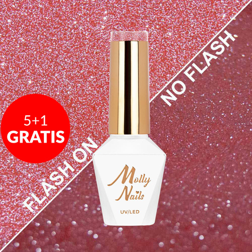 5+1 безкоштовно Гібридний лак MollyNails Duo Flashing Lights Everlasting без HEMA/Di-HEMA 8 г № 608