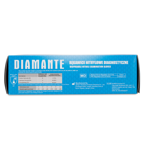 10 штук Одноразові нітрилові діагностичні та захисні рукавички Diamante, розмір S, синьо-фіолетові, 100 шт.