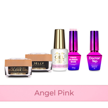 PRO MATCH SYSTEM 4+1 Angel Pink: 3x żele 15g: Jelly&SelfLeveling&Gel in bottle+Baza+Doctor Top 10g GRATIS