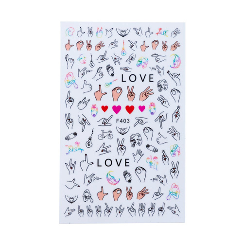 Adhesivos finos para uñas con motivos de San Valentín F403