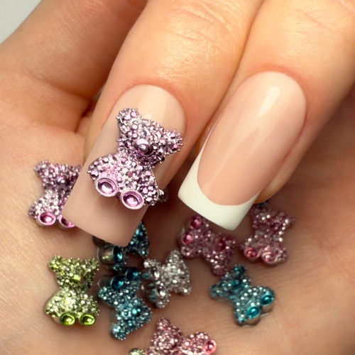Adornos para uñas con ositos en 3D de Molly Nails, surtido de colores, 20 unidades