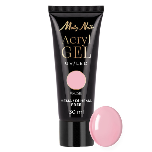 Gel acrilico Polygel per ricostruzione e extension AcrylGel Molly Nails senza HEMA/Di-HEMA Rosie 30 ml