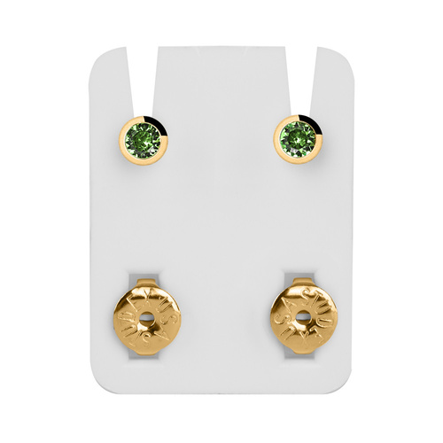 Kolczyki Studex Plus peridot w oprawie pełnej złote(r)