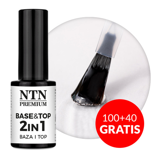 100+40 gratis Baza Top 2w1 Base&Top Limited Edition twarda samopoziomująca NTN Premium Clear 7g
