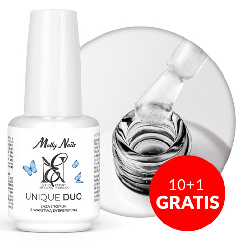 10+1gratis Baza & Top UV z warstwą dyspersyjną Unique Duo by Ewelina Staszak MollyNails 15 g