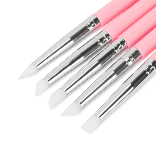 Lot de sondes + applicateurs en silicone pour la pose de paillettes et la décoration des ongles AlleLac, rose, 5 pièces