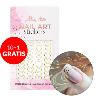10+1gratis Naklejki samoprzylepne na paznokcie/ French/ Francuska linia uśmiechu MollyNails DH-808 gold 39 szt
