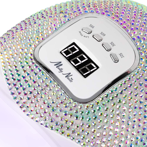 Lampada LED/UV da 150 W Molly Nails per smalti ibridi, gel e acrilogel, con zirconi crystal silver holo X5 MAX